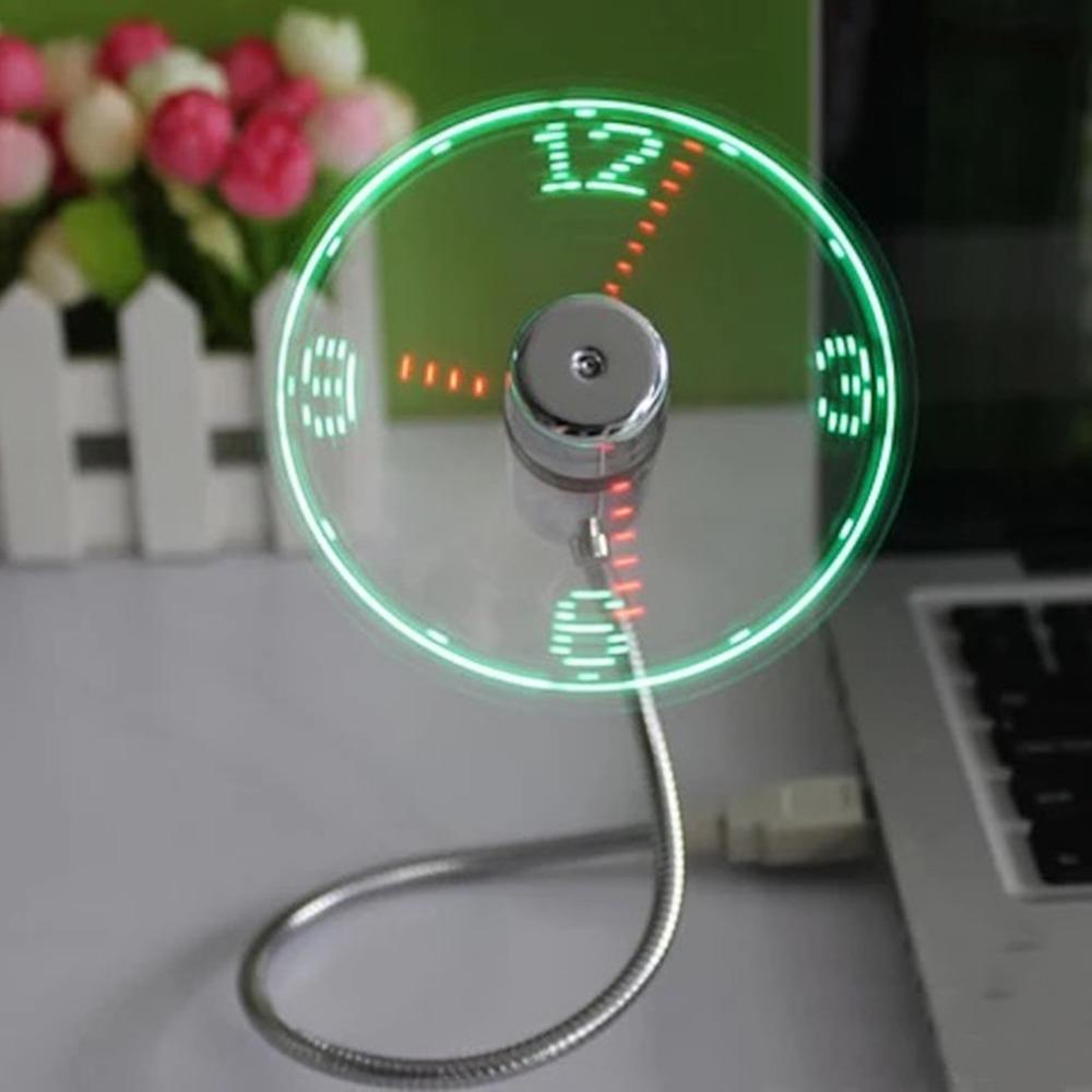 USB Mini Flexible Time LED Clock Fan