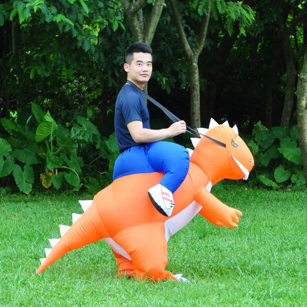 Inflatable Dinosaur Costume Adult Kids T Rex Dino Rider Outfit Cosplay Purim Halloween Dragon Party Carnival Blow Up Fancy Dress