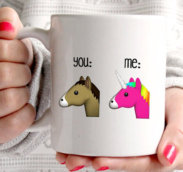 Emoji mugs unicorn mug (2 sides printed) coffee mugs funny mug unicorn cups horse tea cups for boyfriend girlfriend husband wife - LADSPAD.UK