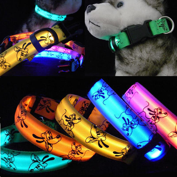 LED Dog Collar Glow Nylon for Dogs Puppy Cats Pet Large Adjustable Night Luminous Collar Pet Supplies pet shop dog acessorios