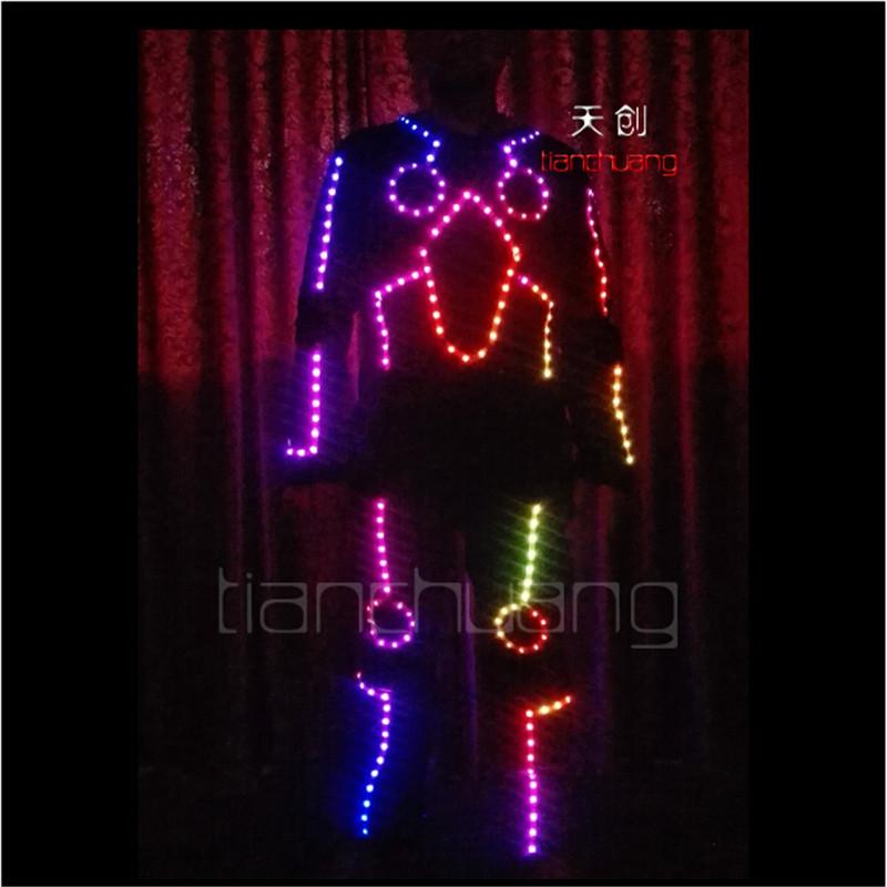 TC-94 Party full color LED light robot costumes ballroom stage wears show Programming design men clothes light singer dance suit