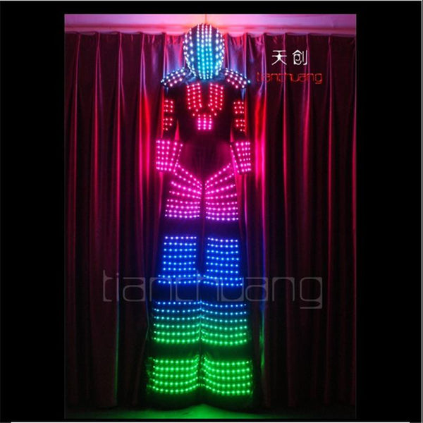 TC-78 Colorful Full color LED light stilts costumes led party disco DJ wear ballroom dance luminous program clothes robot suit