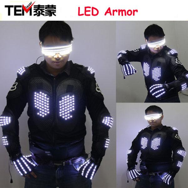 New Arrival Fashion LED Armor Light Up Jackets Costume Glove Glasses Led Outfit Clothes Led Suit For LED Robot suits