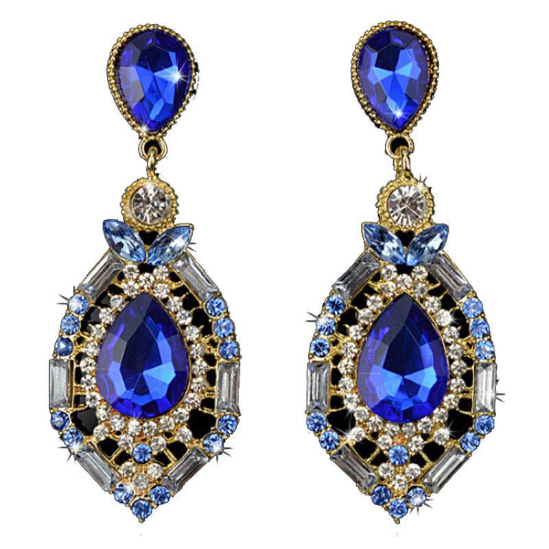 Women Sparkling Crystal Teardrop Rhinestone Earrings