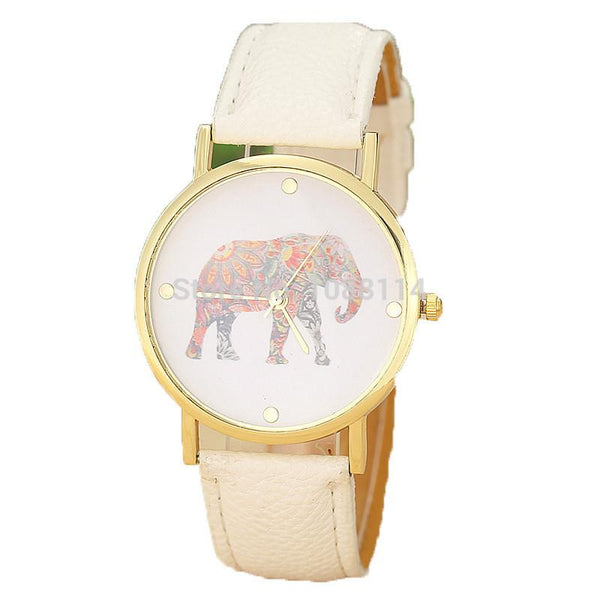 Alloy Quartz Ladies Elephant Leather Watch - LADSPAD.UK