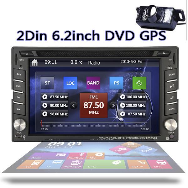 Car DVD Player 6.2inch Stereo GPS 2 Din Car Radio Video Player Bluetooth+Free Wireless Rear Camera - LADSPAD.UK