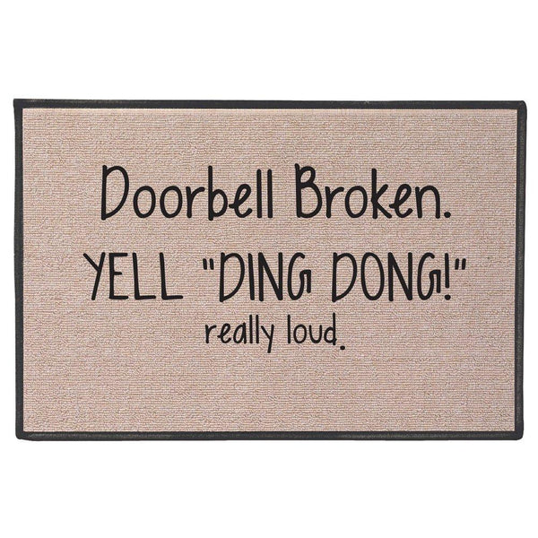Doorbell Broken Yell Ding Dong! Bath Matt Entrance Doormat - LADSPAD.UK