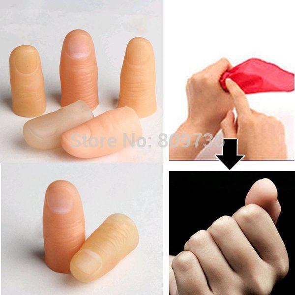 Wholesale 3Pcs Fake Soft Thumb Tip Finger Fake Magic Trick Close Up Vanish Appearing Finger Trick Props Toy Funny Prank Party