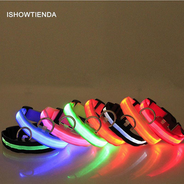ISHOWTIENDA Hot Safety Pet Collar For Lighted Up Nylon Solid LED Dog Collar Glow Necklace Household Pet Outdoor Playing at Night