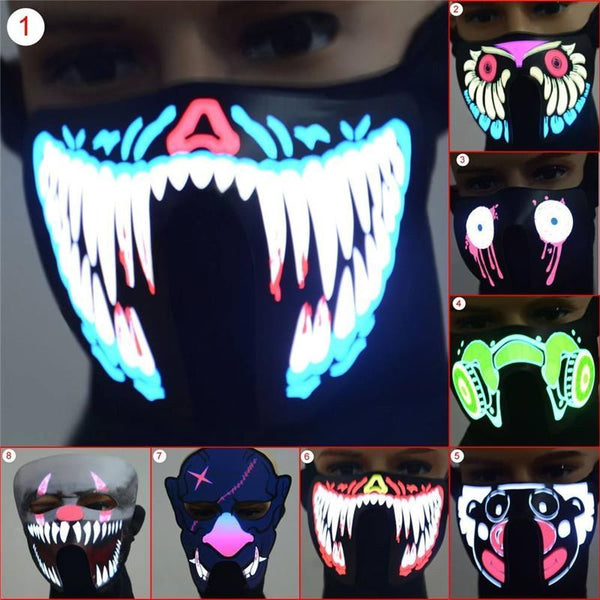 Hot Sale Creative Cool LED Luminous Flashing Half Face Mask Party Event Masks Light Up Dance Halloween Cosplay Waterproof