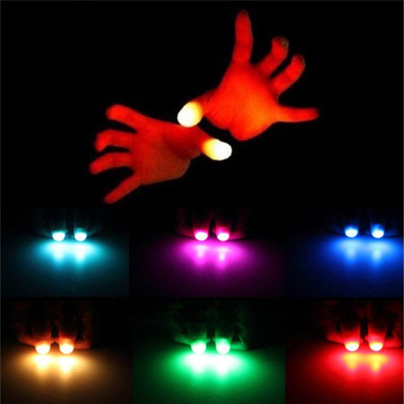 2PCS Novelty Funny Gag LED Light Flashing Fingers Magic Trick Props Kids Amazing Fantastic Glow Toys Children Luminous Gifts - LADSPAD.UK