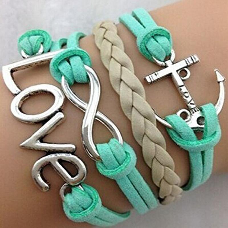Handmade Adjustable Love Anchor Charms Multilayer Bracelet Wristband