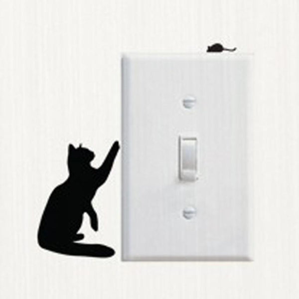 Hot ! Switch Panel Sticker Removable Cute Lovely Black Cat Switch Wall Sticker Vinyl Decal Home Decor Decal Kids room D39JL11
