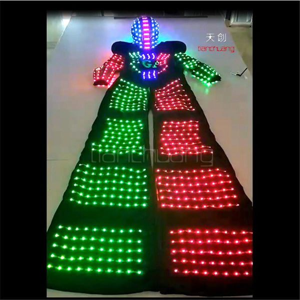 TC-157 Mens led costumes ballroom dance Programming RGB robot costumes led clothes dance full color stage wears luminous light