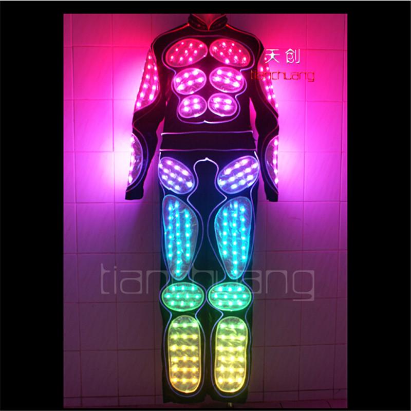 TC-62  Ballroom dancing luminous clothes Full color LED colorful light robot costumes led Bar dj mens wear Programmable suit led