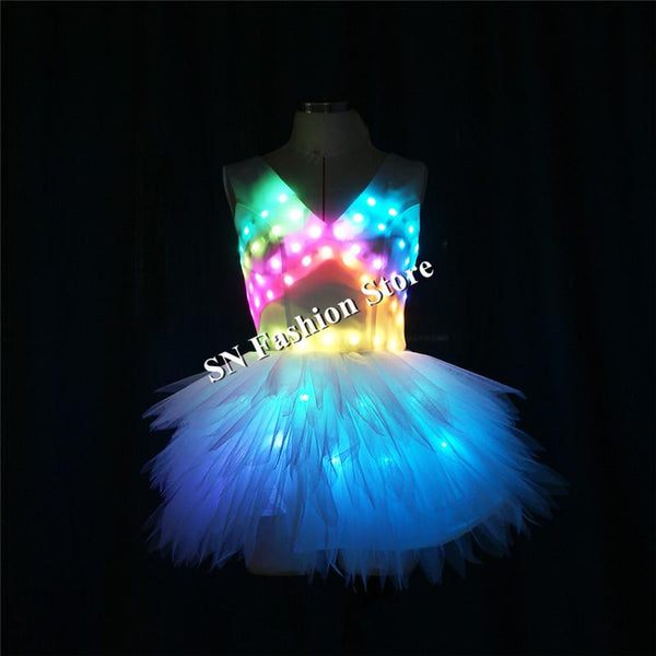 TC-182 Programmable led light dress luminous full color light ballet dance wears clothes led skirt stage show singer dj costumes