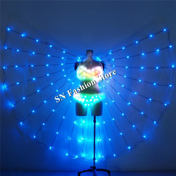 TC-186 Programmable full color led costumes luminous colorful light led wings sexy dance women bra ballroom singer wears clothes