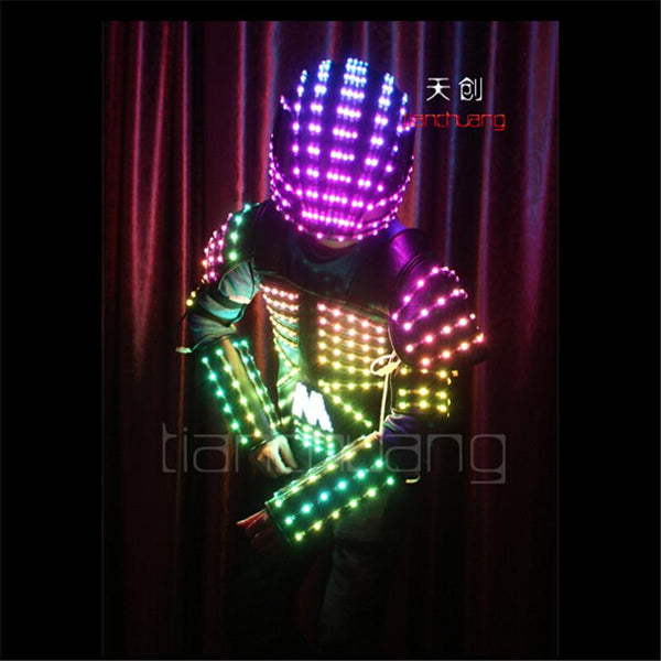 TC-102 Full color Mens robot stilts suit dancing costumes led bar disco RGB wear ballroom programming clothes LED colorful light