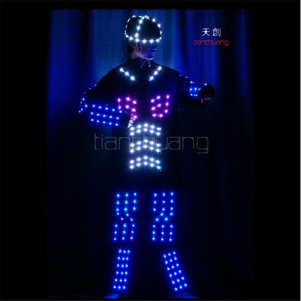 TC-166 Full color LED light robot costumes party disco wears ballroom dance programming design LED costumes men clothes dj dance