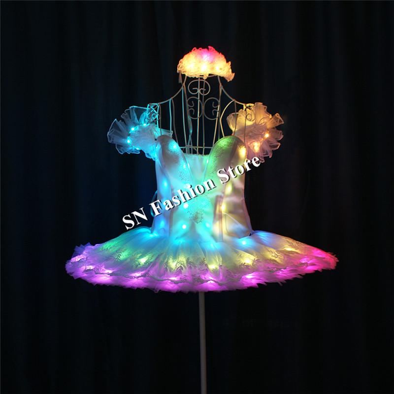 TC-190 Programmable led Ballet skirt full color RGB light costumes dance ballroom dresses stage model dj singer wears clothing