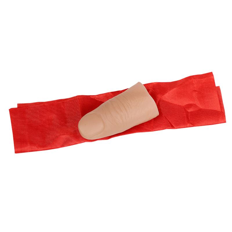 High Quality 2pc Red Silk With 2pc Soft Thumb Tip Finger Fake Magic Trick Close Up Vanish Appearing Finger Tricks Toys