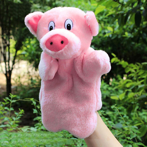 New Kids Lovely Animal Plush Hand Puppets Childhood Soft Toy Pink Pig Shape Story Pretend Playing Dolls Gift For Children