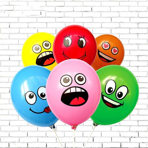 10PCs/lot Cute Printed Big Eyes Smile Inflatable Toys Happy Birthday Party Decoration Inflatable Air Ballons Balls For Kids Gift - LADSPAD.UK