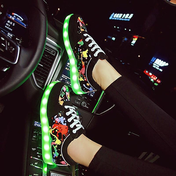 KRIATIV Size27-44 Colourful Usb Charging Shoes Luminous Sneakers LED Slippers Light Up Girl Led Shoes Infant Glowing Sneakers
