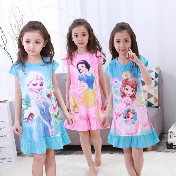 Children Clothing Summer Dresses Girls Baby Pyjamas Cotton Princess Nightgown Kids Home Clothing Girl Sleepwear - LADSPAD.UK