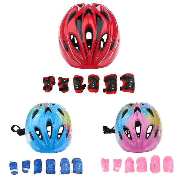 7 Pcs Kid Child Roller Skating Bike Helmet Knee Wrist Guard Elbow Pad Set for Bicycle Helmet Protection Safety Guard Cycling Pad - LADSPAD.UK