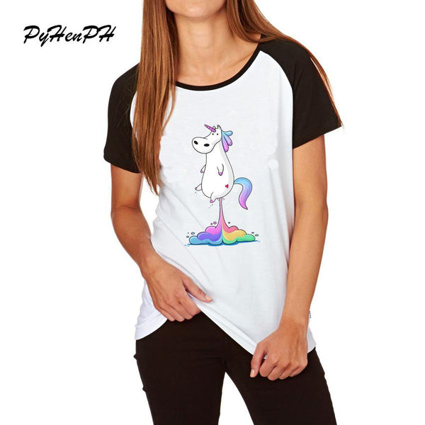 New 2017 Unicorn T Shirts Funny Unicorn Fart Print Short Sleeve T-shirt Women Summer Design Hip Hop Tee Shirt Female Tops Tees