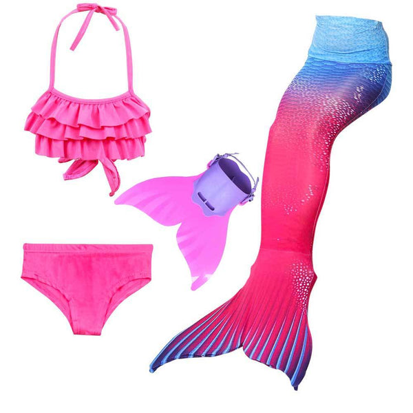 Girls Bra Shorts Dress Monofin Mermaid Tails Swimsuit Cosplay Lightweight Material Kid's Baby's Swimming Wear Flipper