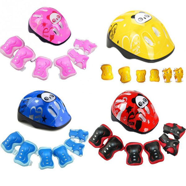 7Pcs/set Kids Skating Cycling Helmet Guard Elbow Knee Wrist Pads Children Bicycle Helmet Protection Safety Guard Cycling Pad - LADSPAD.UK