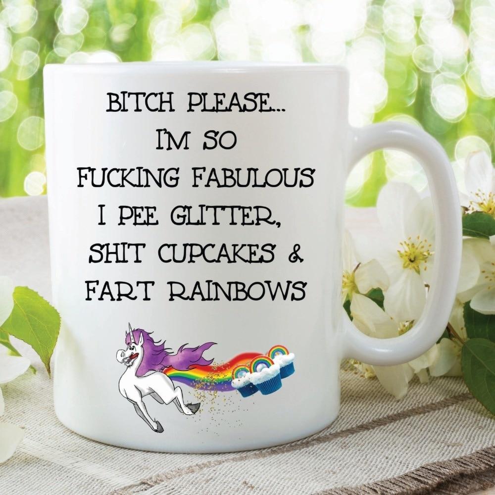 Bitch I'm A Unicorn Fart Rainbows Mug Gifts Novelty Cups Tea Mugs - LADSPAD.UK