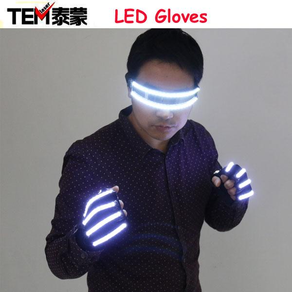 Free Shipping Bright LED Stage Costumes LED Gloves, Luminous LED Glasses , Laser Stage Props Party Supplies