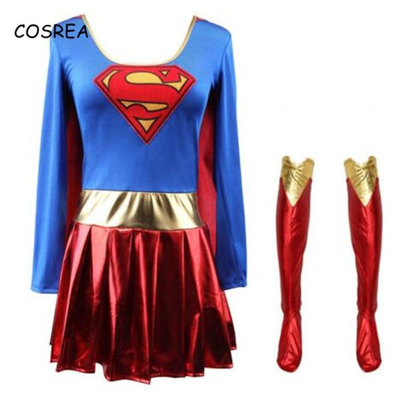 Superwoman Dress  Superman Cosplay Costumes For Adult and Girls Halloween Super Girl Suit Superhero Wonder Woman Super Hero