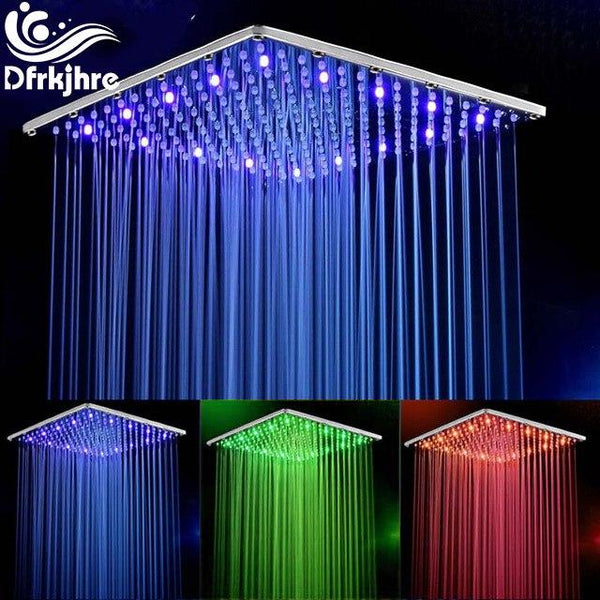 10 Inch 25cm * 25cm Water Powered Rain Chrome Led Shower Head Without Shower Arm.Bathroom 3 Colors Led Showerhead. Chuveiro Led. - LADSPAD.UK