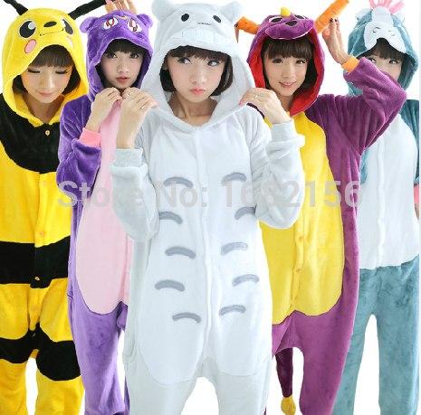 Kigurumi Winter Unisex Adult Animal Pajamas Cosplay Costume Flannel Onesie Sleepwear Panda Dragon Totoro Unicorn Raccoon Coon